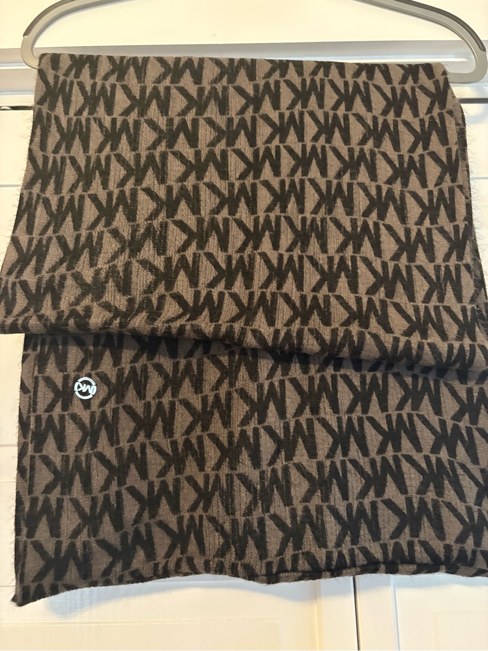 Michael Kors Brown and Black MK Logo Knit infinity Scarf